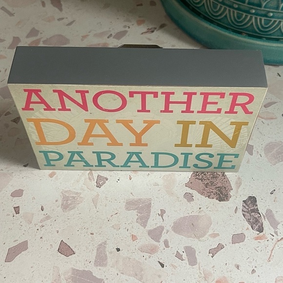 3/$20💥 Home Decor Accent “Another Day In Paradise” Block Sign Island Life - Picture 2 of 9